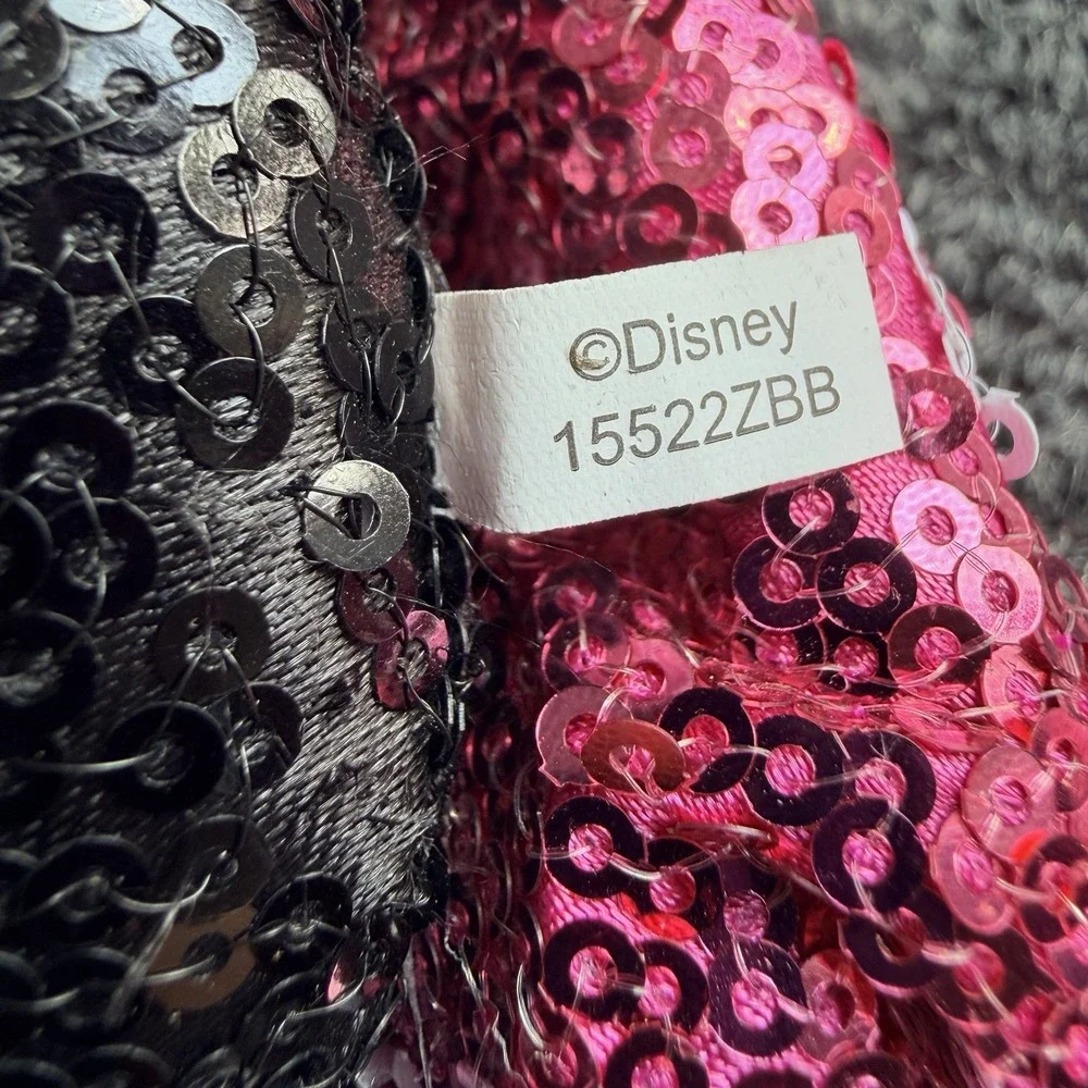 Disney Sequin Minnie Mouse Ears with Polka Dot Hot Pink Bow Headband NEW